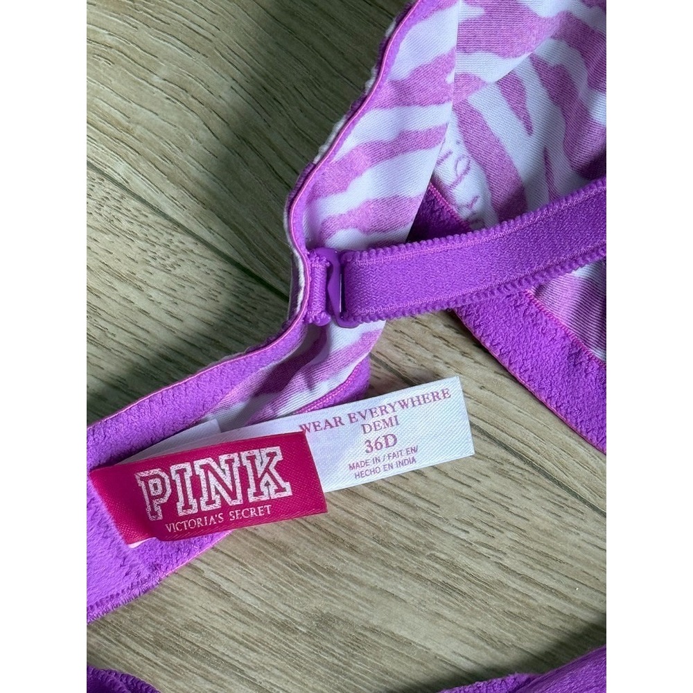 VS PINK Zebra Print Wear everywhere Demi Bra 36D Victorias Secret y2k style - Picture 2 of 11